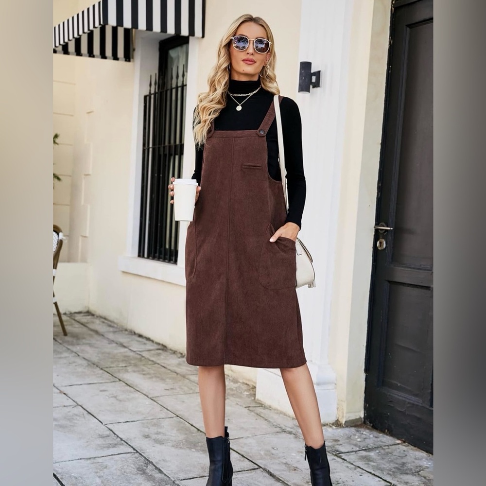 Brown Corduroy Pinafore Dress